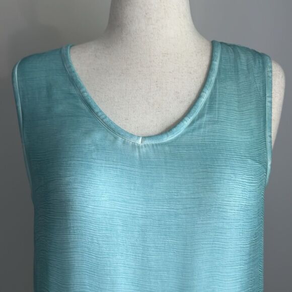 Soft Surroundings Aqua Blue Silk Embroidered Sleeveless Tunic Top | Size Medium - Picture 4 of 8